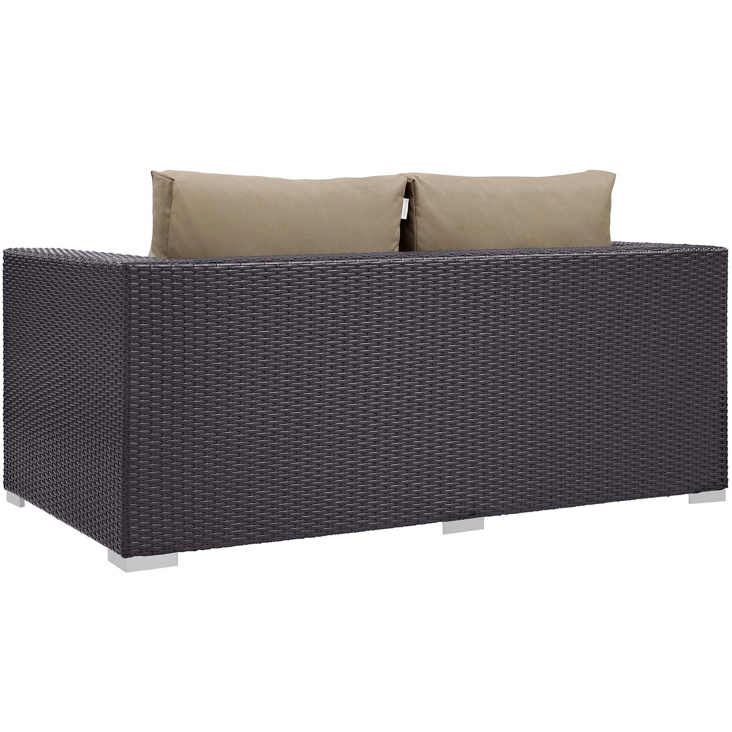 Convene 4 Piece Set Outdoor Patio with Fire Pit, Fabric Rattan Wicker, Light Brown, 17599