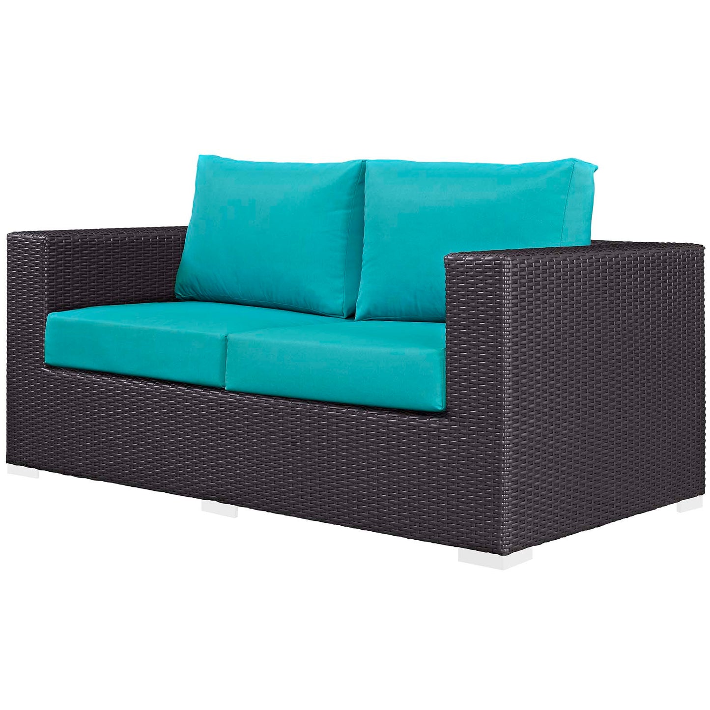 Convene 4 Piece Set Outdoor Patio with Fire Pit, Fabric Rattan Wicker, Blue, 17601