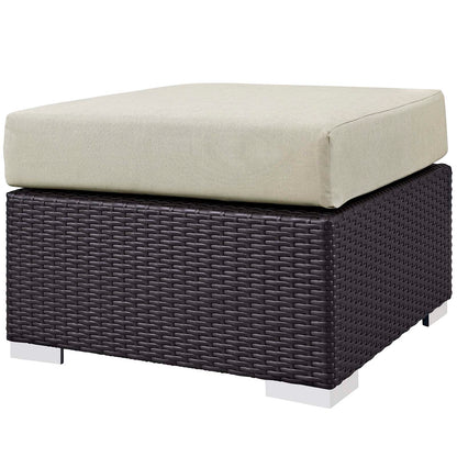 Convene 5 Piece Set Outdoor Patio with Fire Pit, Fabric Rattan Wicker, Beige, 17603