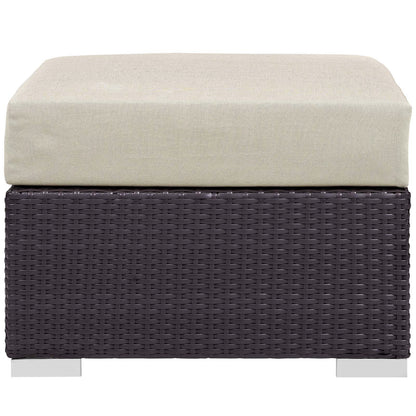 Convene 5 Piece Set Outdoor Patio with Fire Pit, Fabric Rattan Wicker, Beige, 17603