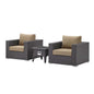 Convene 3 Piece Set Outdoor Patio with Fire Pit, Fabric Rattan Wicker, Light Brown, 17609