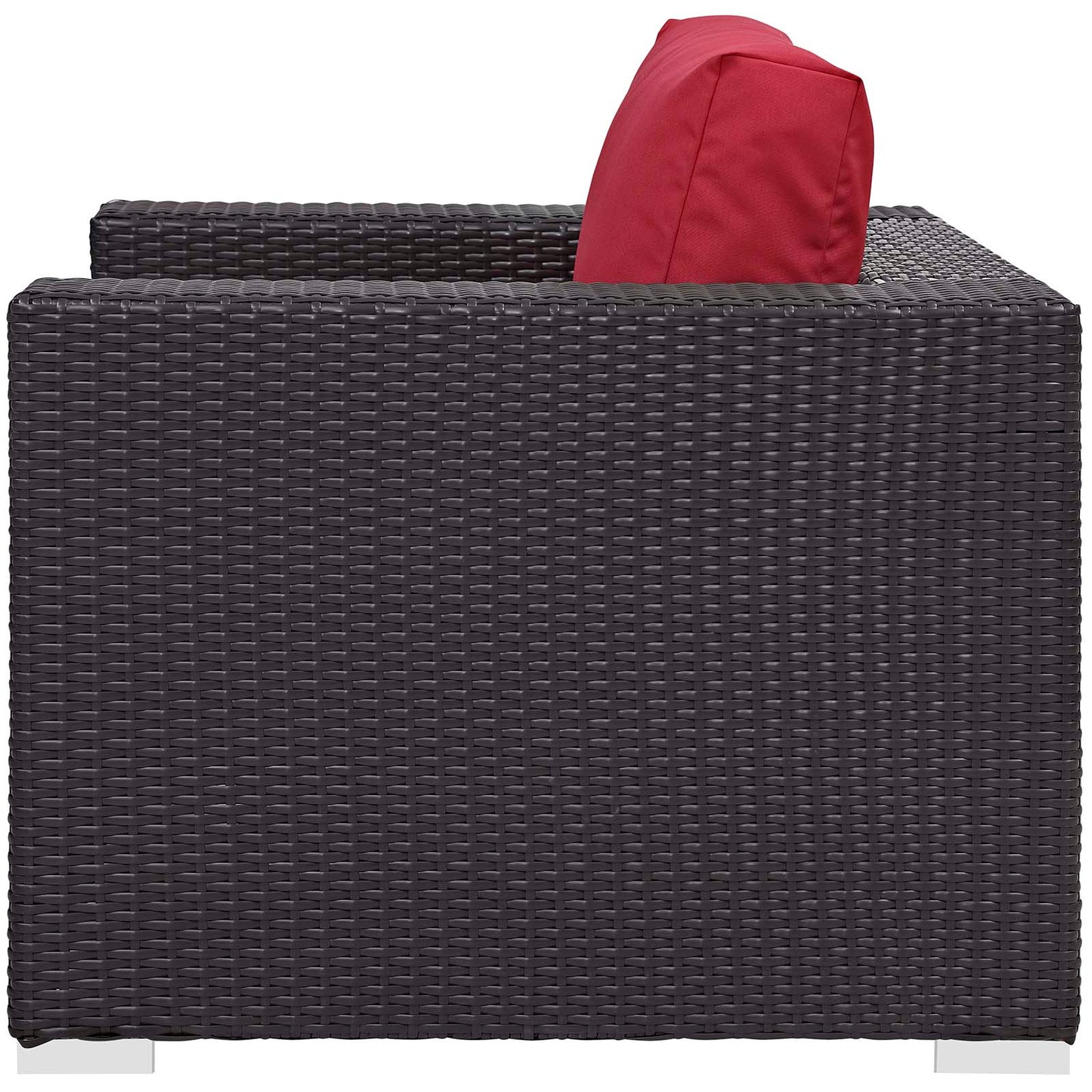 Convene 3 Piece Set Outdoor Patio with Fire Pit, Fabric Rattan Wicker, Red, 17610