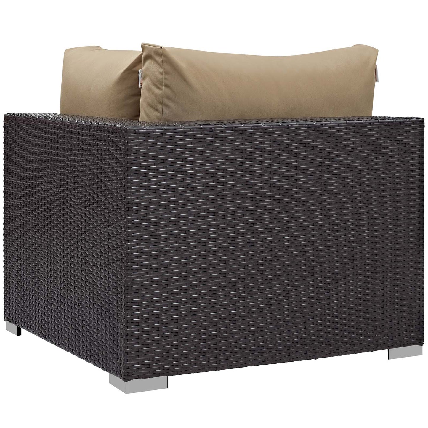 Convene 5 Piece Set Outdoor Patio with Fire Pit, Fabric Rattan Wicker, Light Brown, 17895
