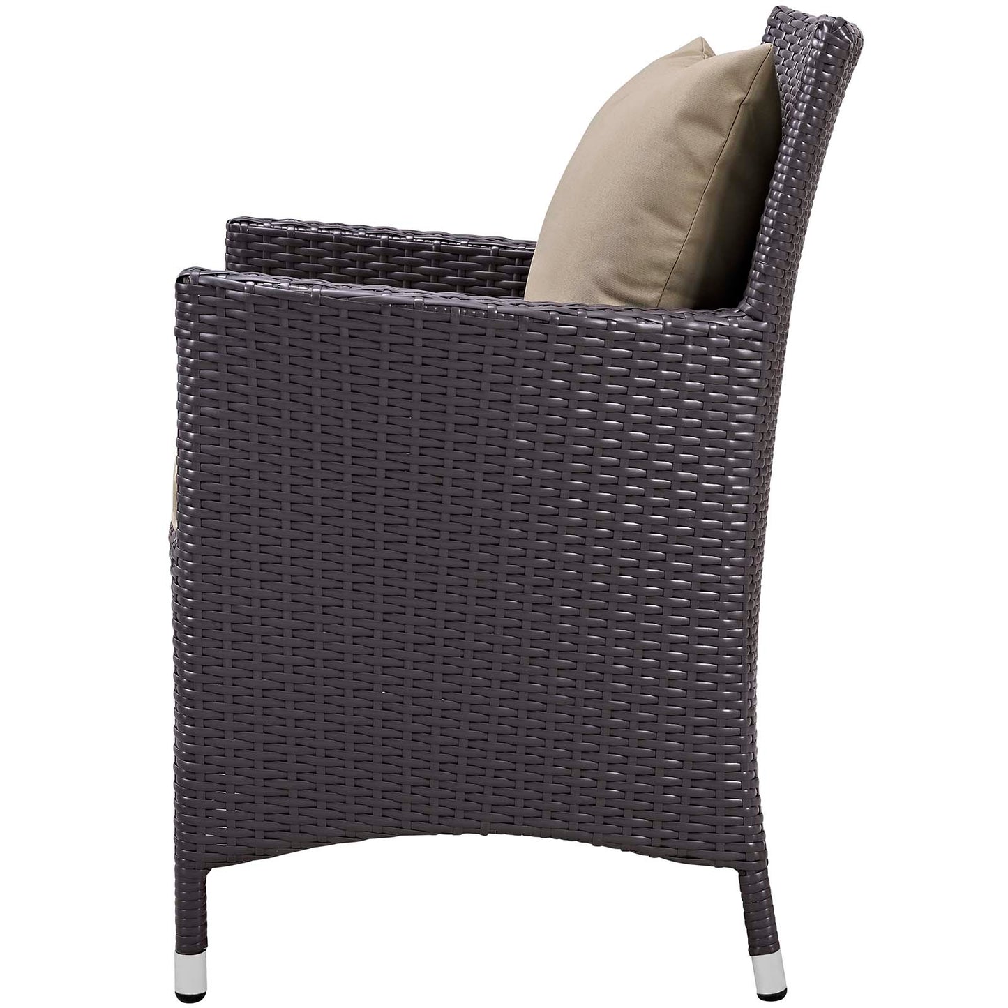 Convene 3 Piece Set Outdoor Patio with Fire Pit, Fabric Rattan Wicker, Light Brown, 17900