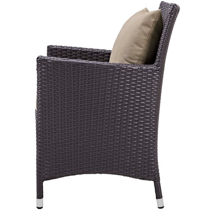 Convene 3 Piece Set Outdoor Patio with Fire Pit, Fabric Rattan Wicker, Light Brown, 17900