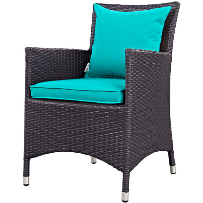 Convene 3 Piece Set Outdoor Patio with Fire Pit, Fabric Rattan Wicker, Blue, 17902