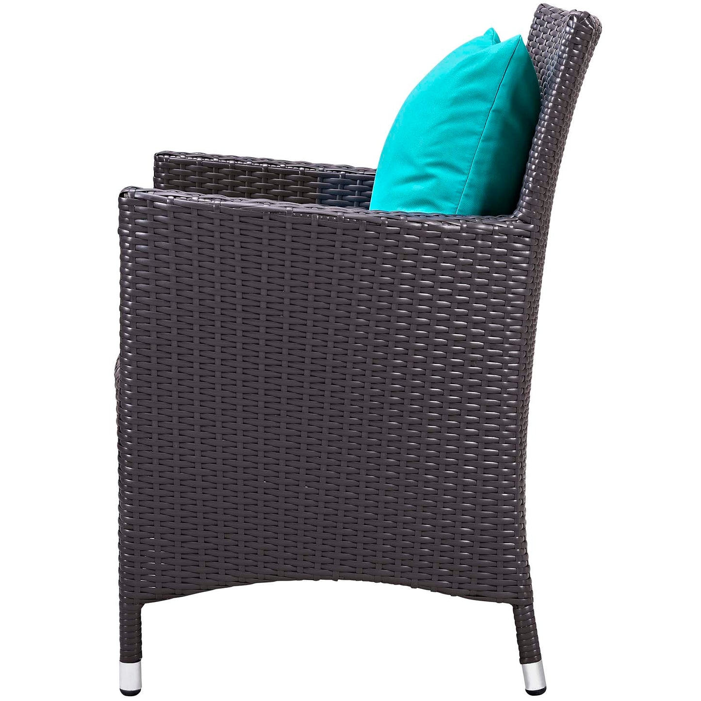 Convene 3 Piece Set Outdoor Patio with Fire Pit, Fabric Rattan Wicker, Blue, 17902