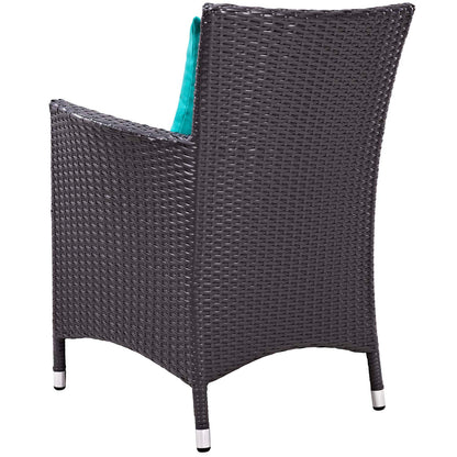 Convene 3 Piece Set Outdoor Patio with Fire Pit, Fabric Rattan Wicker, Blue, 17902