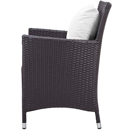 Convene 3 Piece Set Outdoor Patio with Fire Pit, Fabric Rattan Wicker, White, 17903