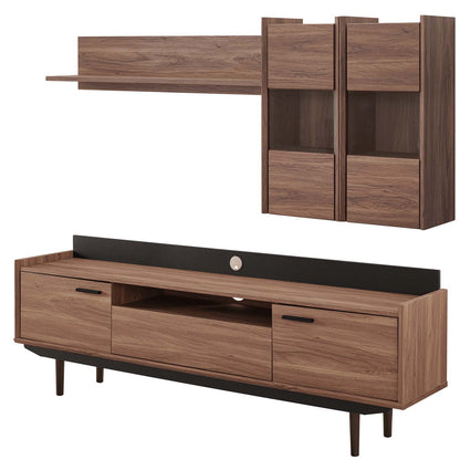 Visionary 2 Piece Entertainment Center, Wood, Natural Walnut Black, 17904