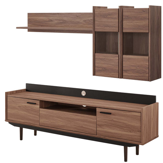 Visionary 2 Piece Entertainment Center, Wood, Natural Walnut Black, 17904