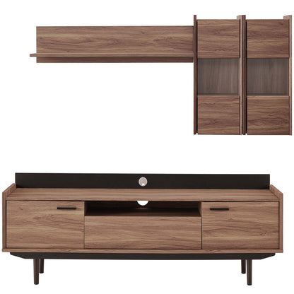 Visionary 2 Piece Entertainment Center, Wood, Natural Walnut Black, 17904