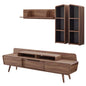 Omnistand 2 Piece Entertainment Center, Wood, Natural Walnut Gray Grey, 17905