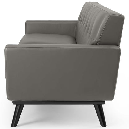 Engage Top-Grain Leather Living Room Lounge Sofa, Leather, Grey Gray, 18315