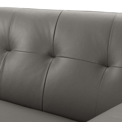 Engage Top-Grain Leather Living Room Lounge Sofa, Leather, Grey Gray, 18315