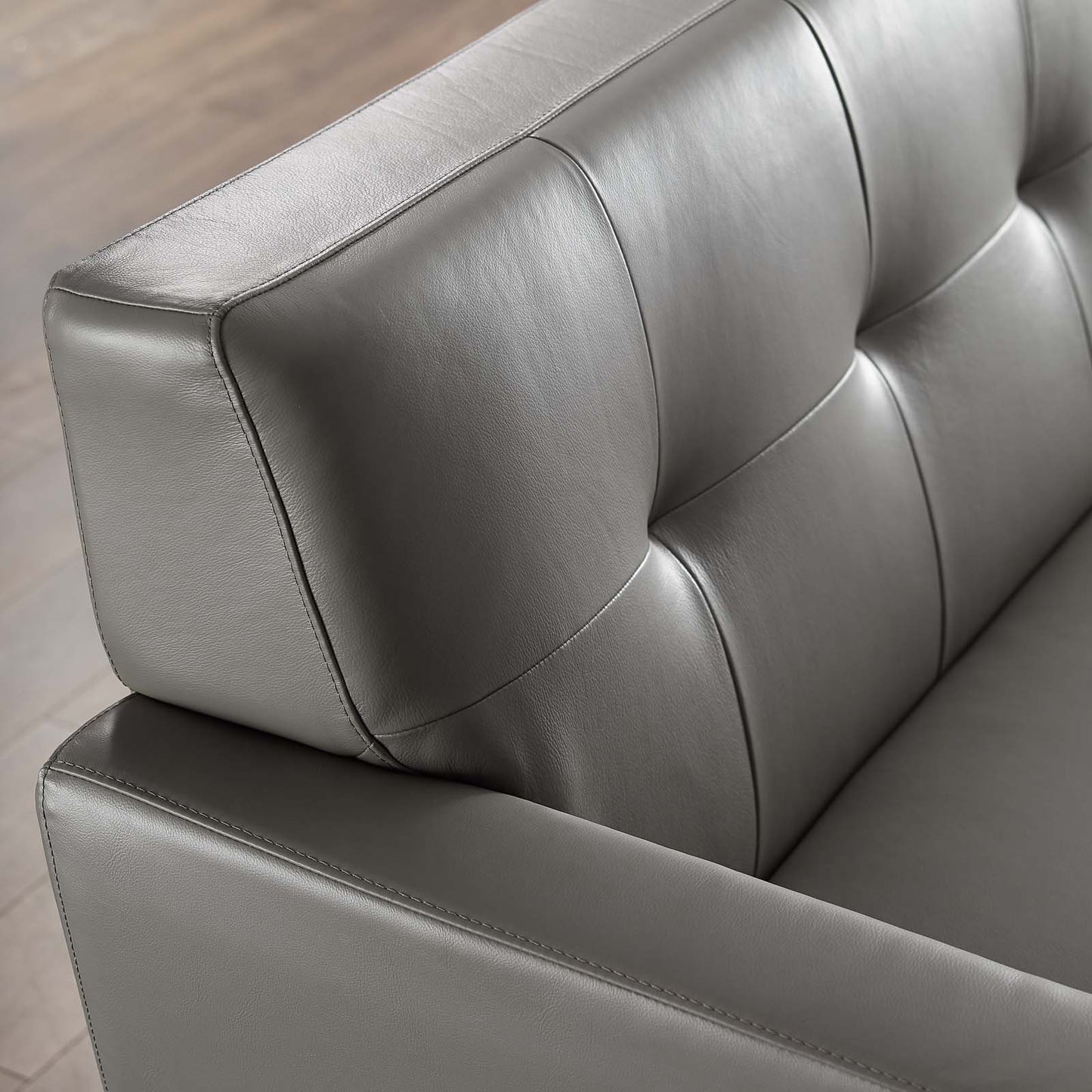 Engage Top-Grain Leather Living Room Lounge Sofa, Leather, Grey Gray, 18315