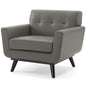 Engage Top-Grain Leather Living Room Lounge Accent Armchair, Leather, Grey Gray, 18317