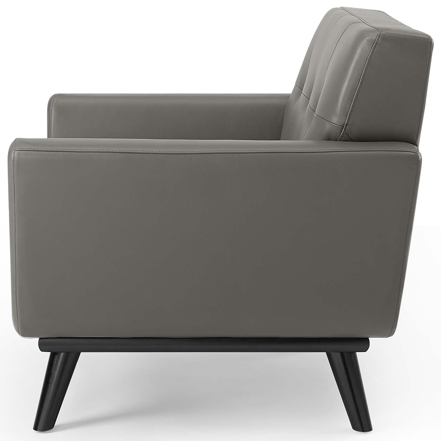 Engage Top-Grain Leather Living Room Lounge Accent Armchair, Leather, Grey Gray, 18317