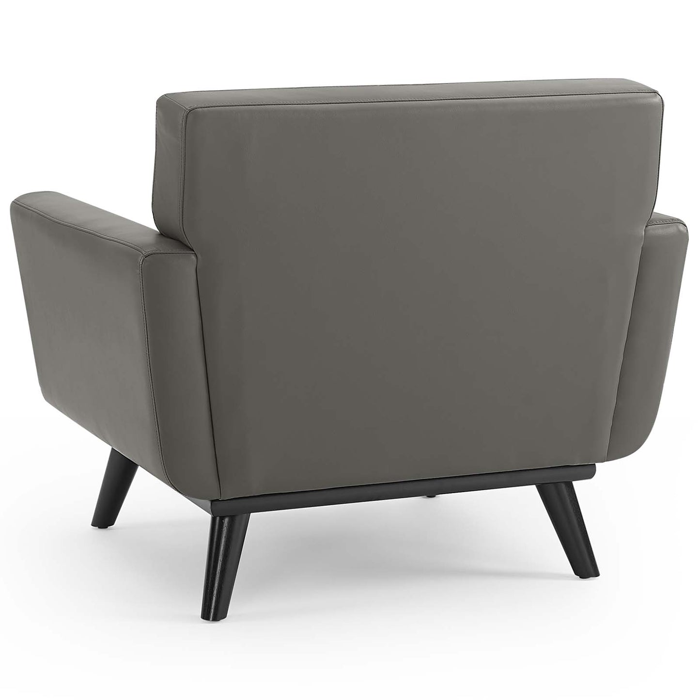 Engage Top-Grain Leather Living Room Lounge Accent Armchair, Leather, Grey Gray, 18317