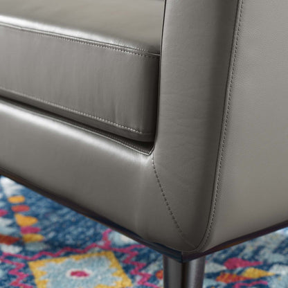 Engage Top-Grain Leather Living Room Lounge Accent Armchair, Leather, Grey Gray, 18317