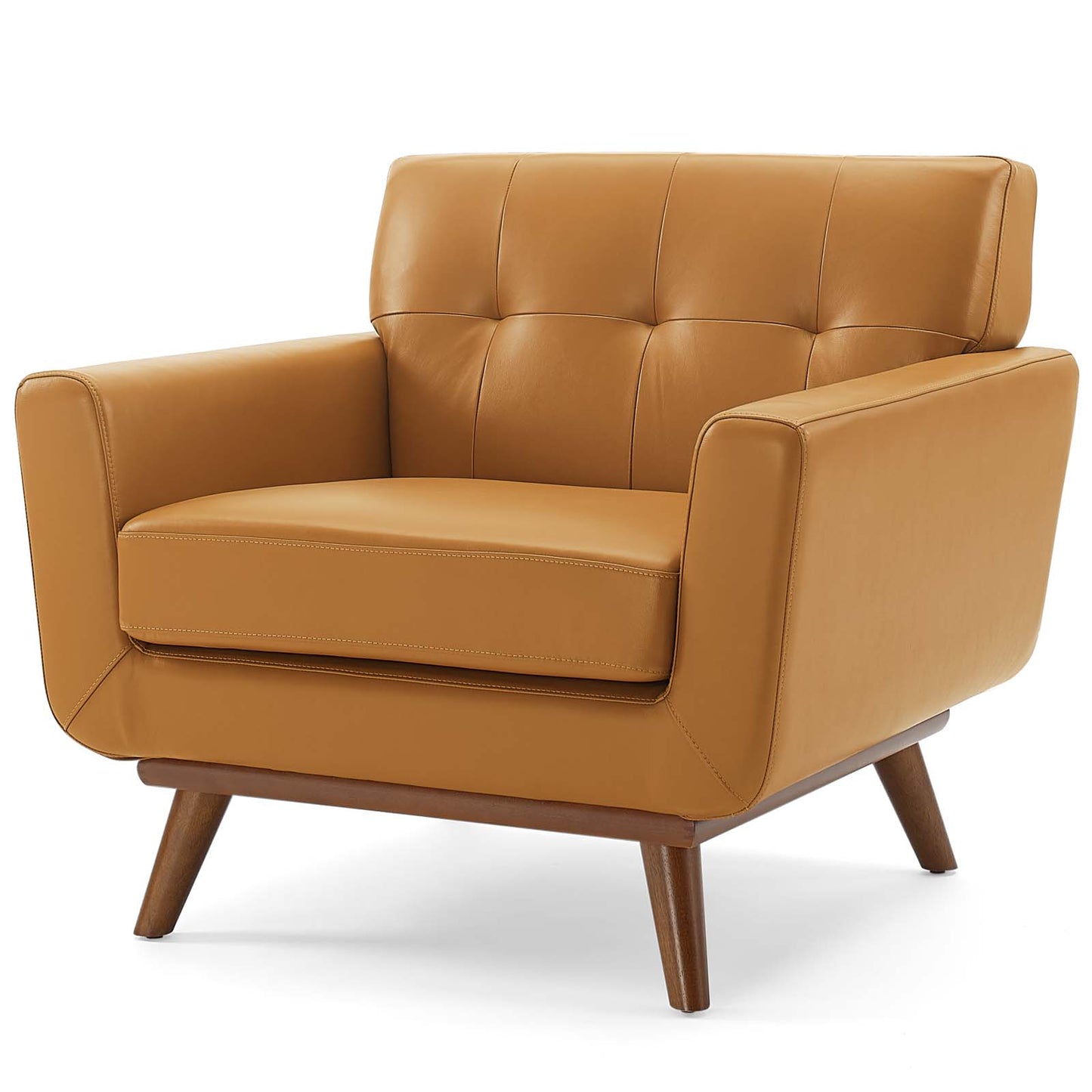 Engage Top-Grain Leather Living Room Lounge Accent Armchair, Leather, Tan, 18318