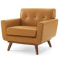 Engage Top-Grain Leather Living Room Lounge Accent Armchair, Leather, Tan, 18318
