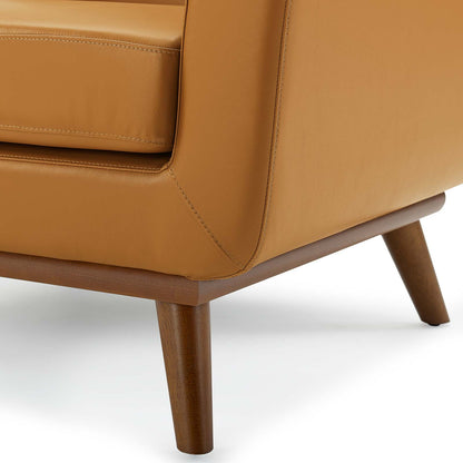 Engage Top-Grain Leather Living Room Lounge Accent Armchair, Leather, Tan, 18318