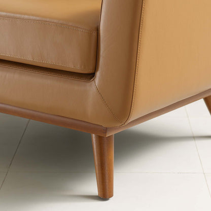 Engage Top-Grain Leather Living Room Lounge Accent Armchair, Leather, Tan, 18318