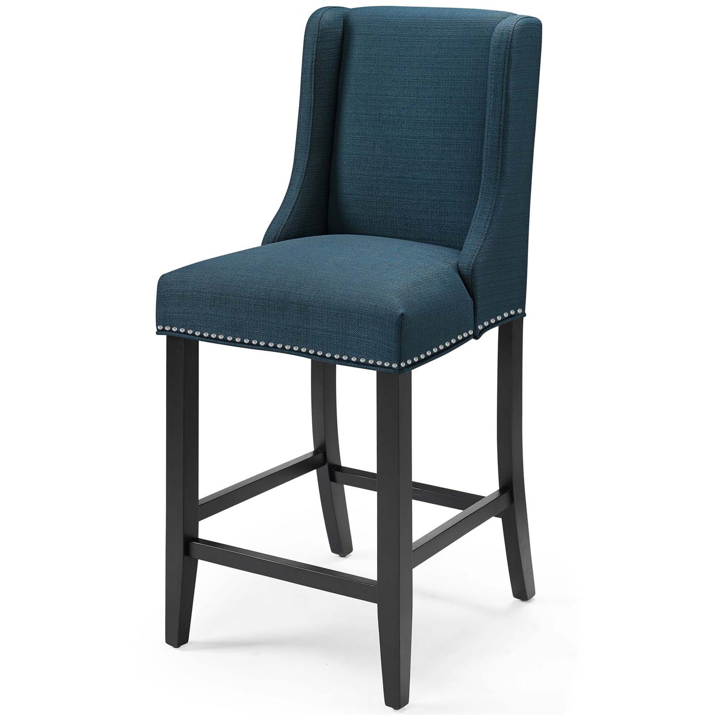 Baron Upholstered Fabric Counter Stool, Fabric, Wood, Navy Blue, 18319