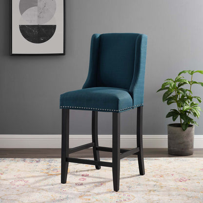 Baron Upholstered Fabric Counter Stool, Fabric, Wood, Navy Blue, 18319