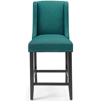 Baron Upholstered Fabric Counter Stool, Fabric, Wood, Teal Blue, 18323