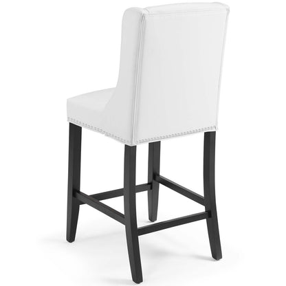 Baron Faux Leather Counter Stool, Faux Leather, Wood, White, 18324