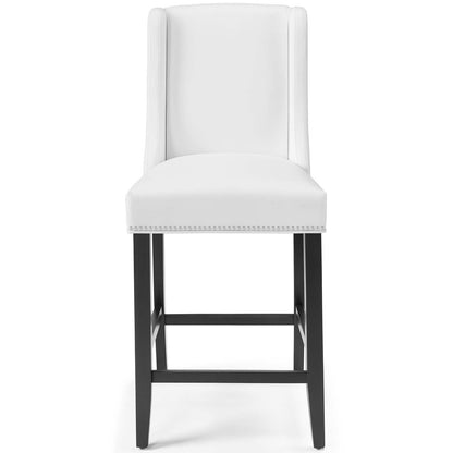 Baron Faux Leather Counter Stool, Faux Leather, Wood, White, 18324