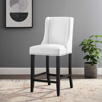 Baron Faux Leather Counter Stool, Faux Leather, Wood, White, 18324