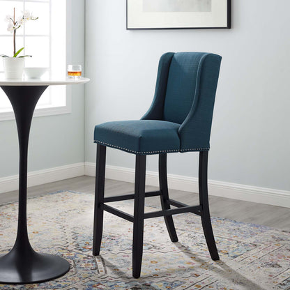 Baron Upholstered Fabric Bar Stool, Fabric, Wood, Navy Blue, 18325