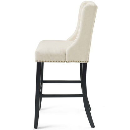 Baron Upholstered Fabric Bar Stool, Fabric, Wood, Beige, 18326