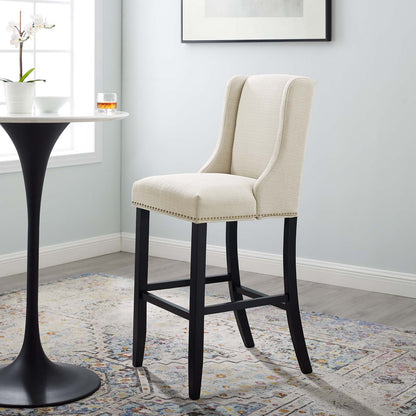 Baron Upholstered Fabric Bar Stool, Fabric, Wood, Beige, 18326