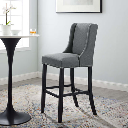 Baron Upholstered Fabric Bar Stool, Fabric, Wood, Grey Gray, 18327