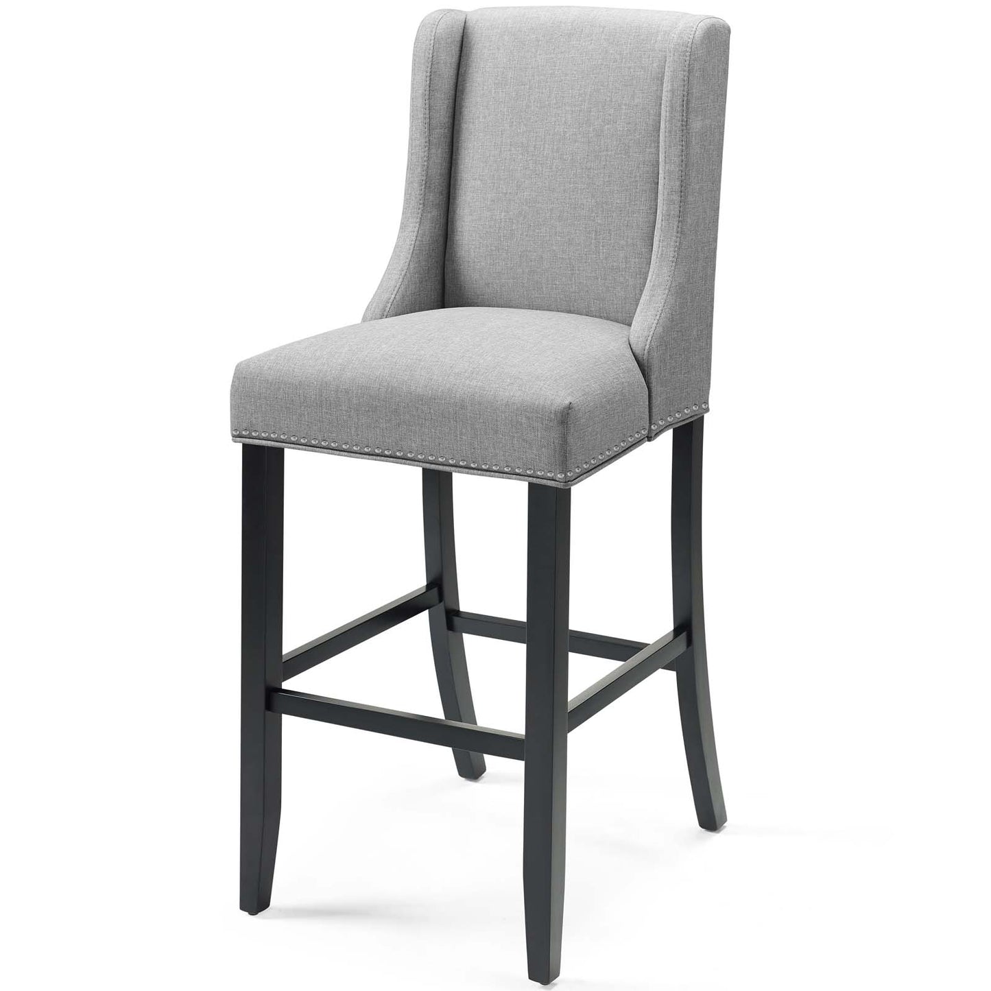 Baron Upholstered Fabric Bar Stool, Fabric, Wood, Light Grey Gray, 18328