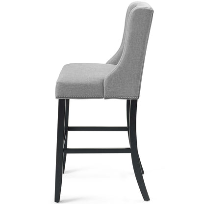 Baron Upholstered Fabric Bar Stool, Fabric, Wood, Light Grey Gray, 18328