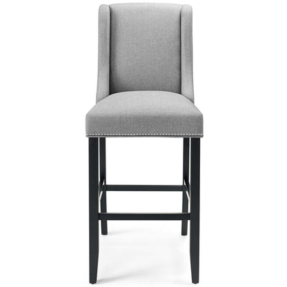 Baron Upholstered Fabric Bar Stool, Fabric, Wood, Light Grey Gray, 18328