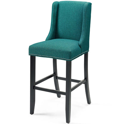 Baron Upholstered Fabric Bar Stool, Fabric, Wood, Teal Blue, 18329
