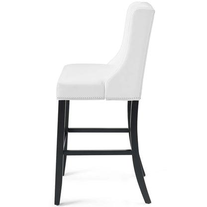 Baron Faux Leather Bar Stool, Faux Leather, Wood, White, 18330