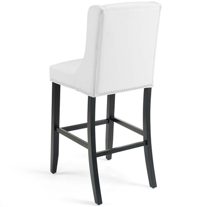 Baron Faux Leather Bar Stool, Faux Leather, Wood, White, 18330