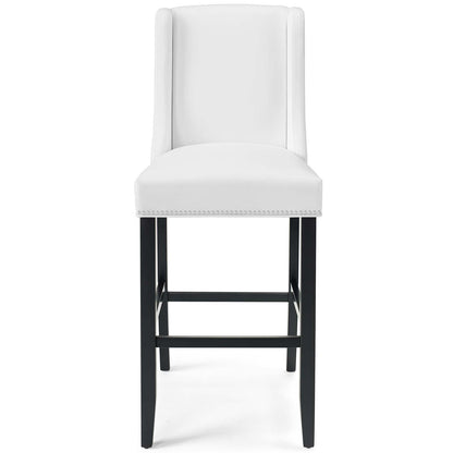 Baron Faux Leather Bar Stool, Faux Leather, Wood, White, 18330