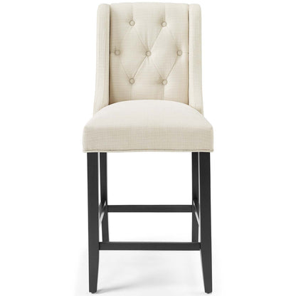 Baronet Tufted Button Upholstered Fabric Counter Stool, Fabric, Wood, Beige, 18332