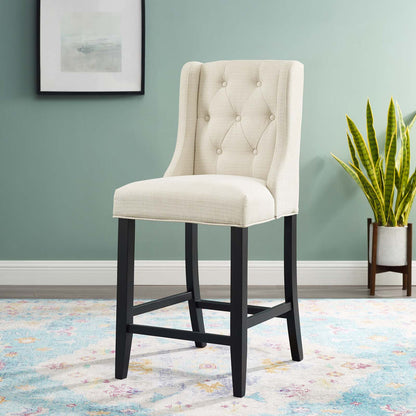 Baronet Tufted Button Upholstered Fabric Counter Stool, Fabric, Wood, Beige, 18332