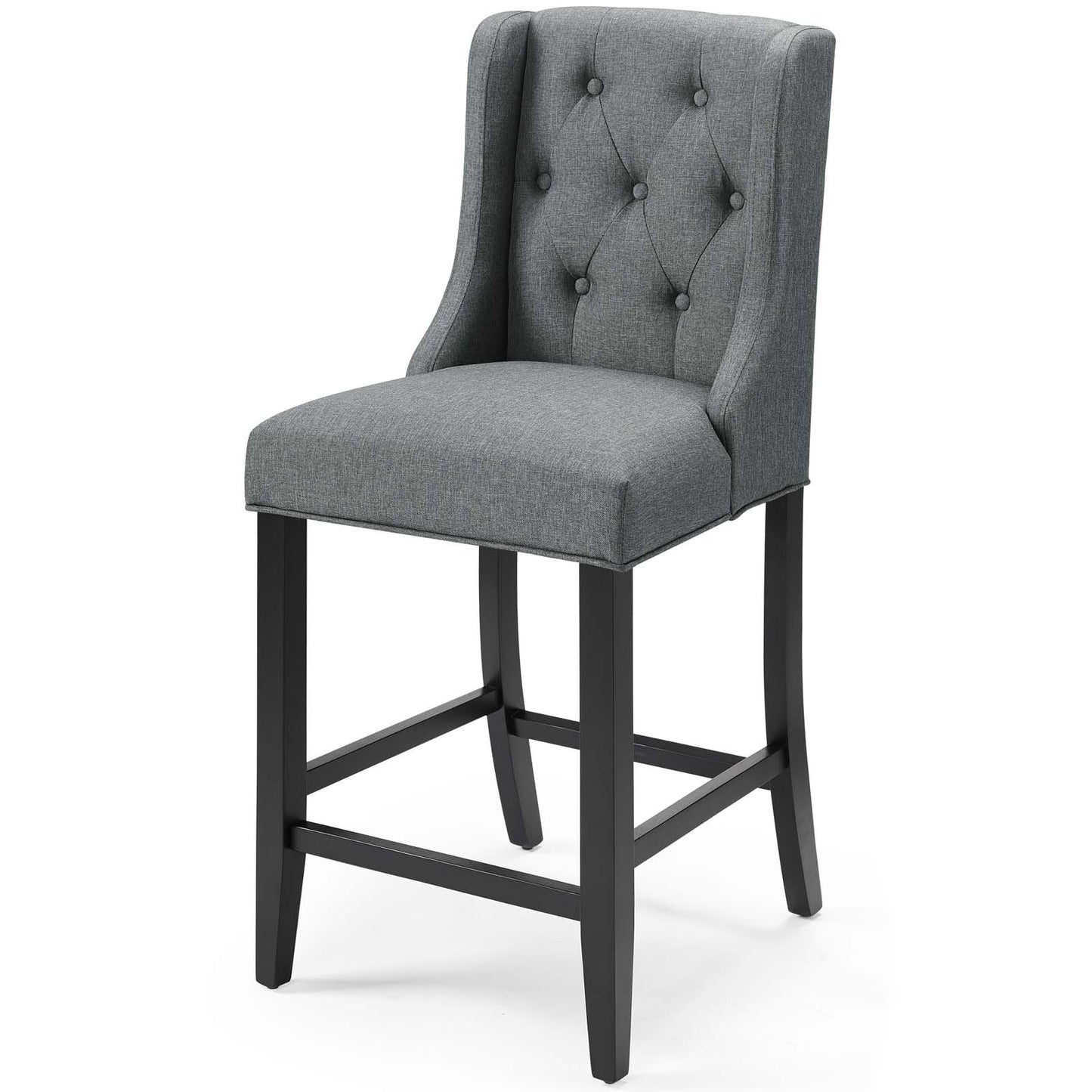 Baronet Tufted Button Upholstered Fabric Counter Stool, Fabric, Wood, Grey Gray, 18333