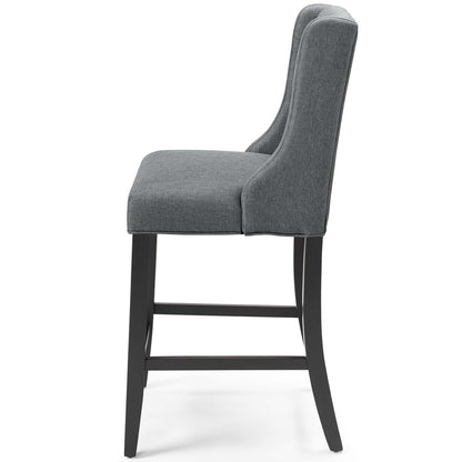 Baronet Tufted Button Upholstered Fabric Counter Stool, Fabric, Wood, Grey Gray, 18333