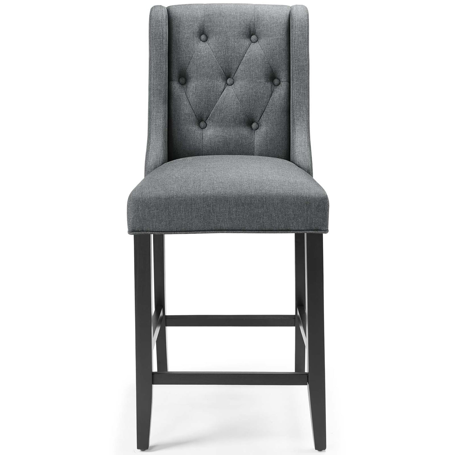 Baronet Tufted Button Upholstered Fabric Counter Stool, Fabric, Wood, Grey Gray, 18333